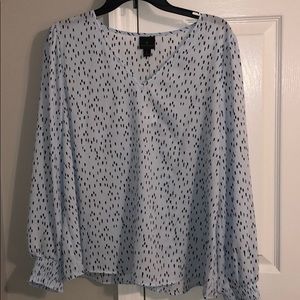Light blue and black spotted blouse